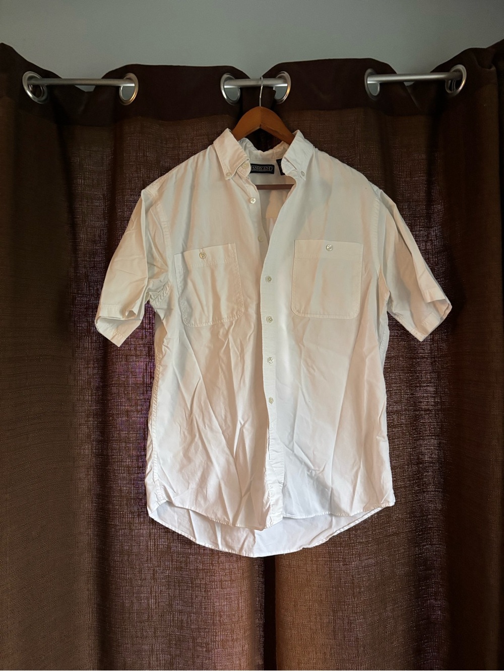 Classic White Lands’ End Short-Sleeve Button-Down Shirt